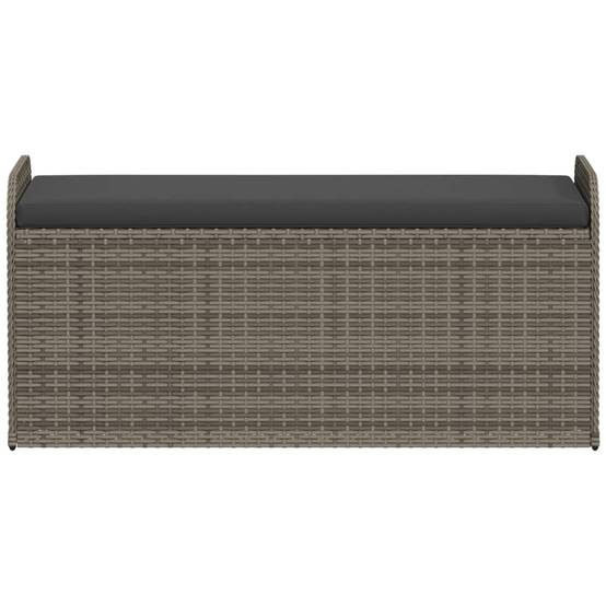 Banc Coffre Rangement Résine Tressée Coussin Assise Terrasse Gris 115cm – ComfortXL Outdoor Living - Image 4