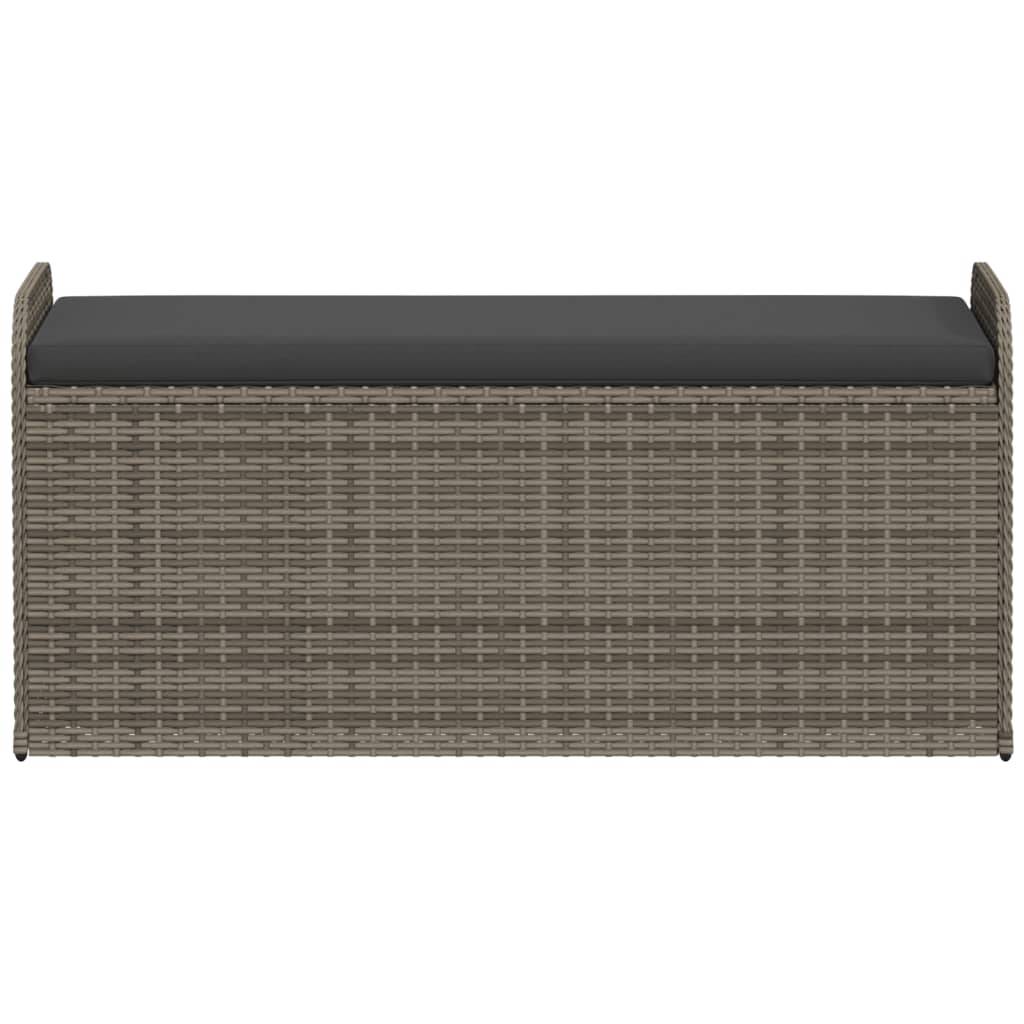 Banc Coffre Rangement Résine Tressée Coussin Assise Terrasse Gris 115cm – ComfortXL Outdoor Living - Image 4