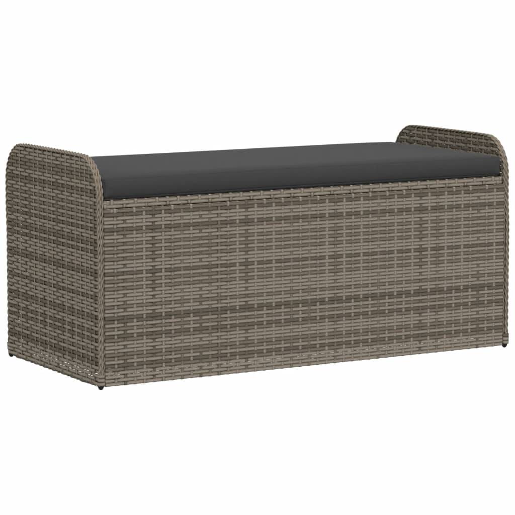 Banc Coffre Rangement Résine Tressée Coussin Assise Terrasse Gris 115cm – ComfortXL Outdoor Living - Image 2