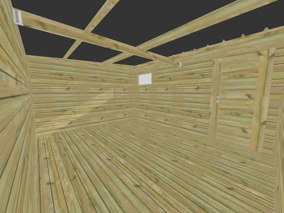 ABRI DE JARDIN bois autoclave 27mm - 4,34x3,44m / 15m2 - Bac acier - Plancher bois - Image 5