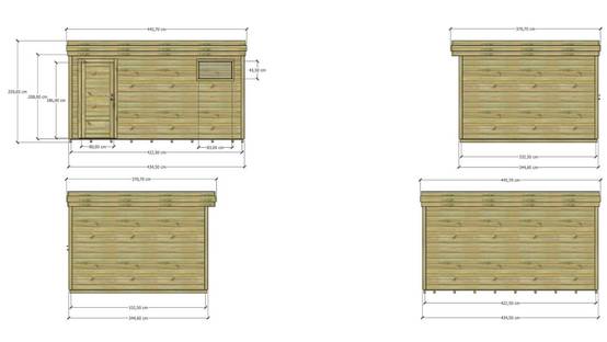 ABRI DE JARDIN bois autoclave 27mm - 4,34x3,44m / 15m2 - Bac acier - Plancher bois - Image 4