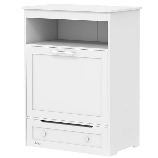 Sans Marque - Station alimentation animaux armoire rangement avec gamelles crochets laisses MDF blanc - Image 2