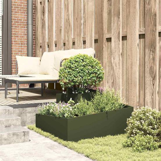 ComfortXL - Grand cache-pot carré en acier Vert olive 80x80 cm – ComfortXL Outdoor Living - Image 4