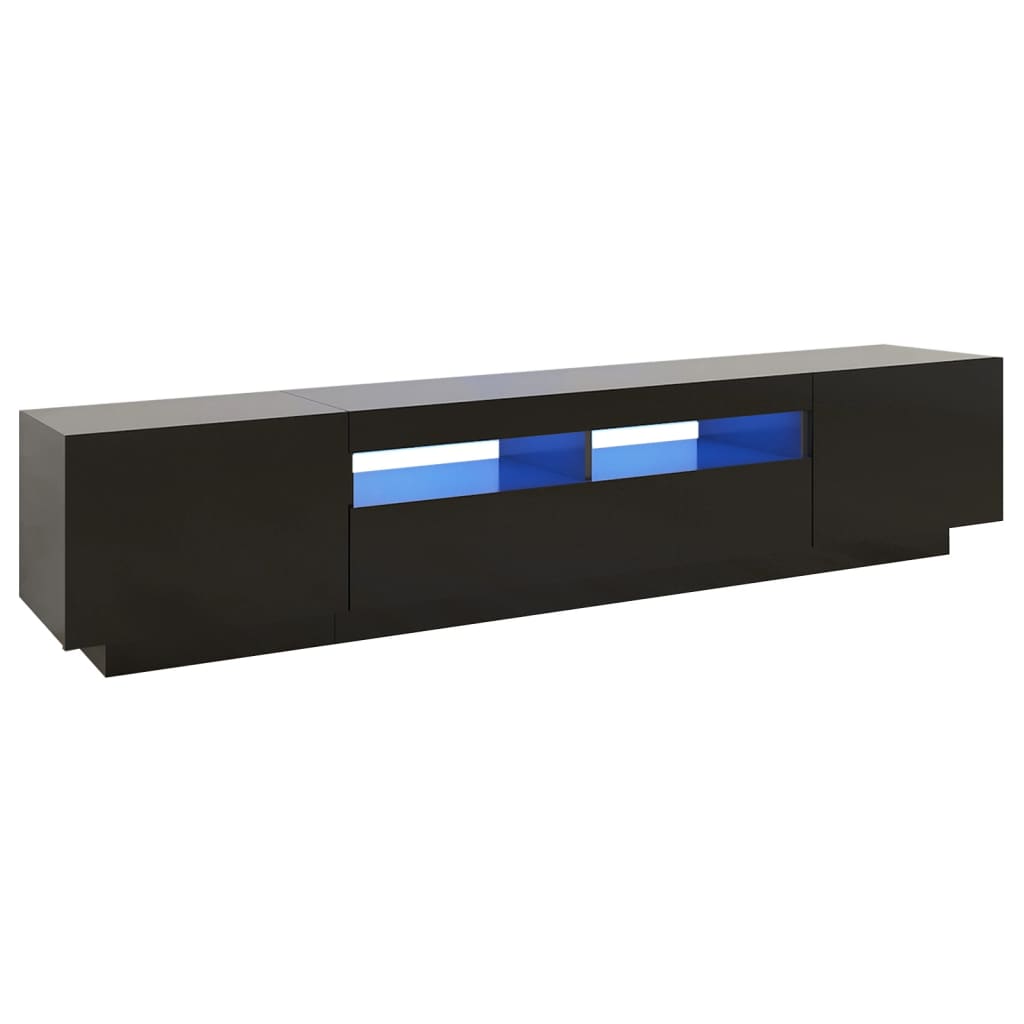Vidaxl - Meuble TV avec lumières LED Noir 200x35x40 cm - vidaXL - Image 1