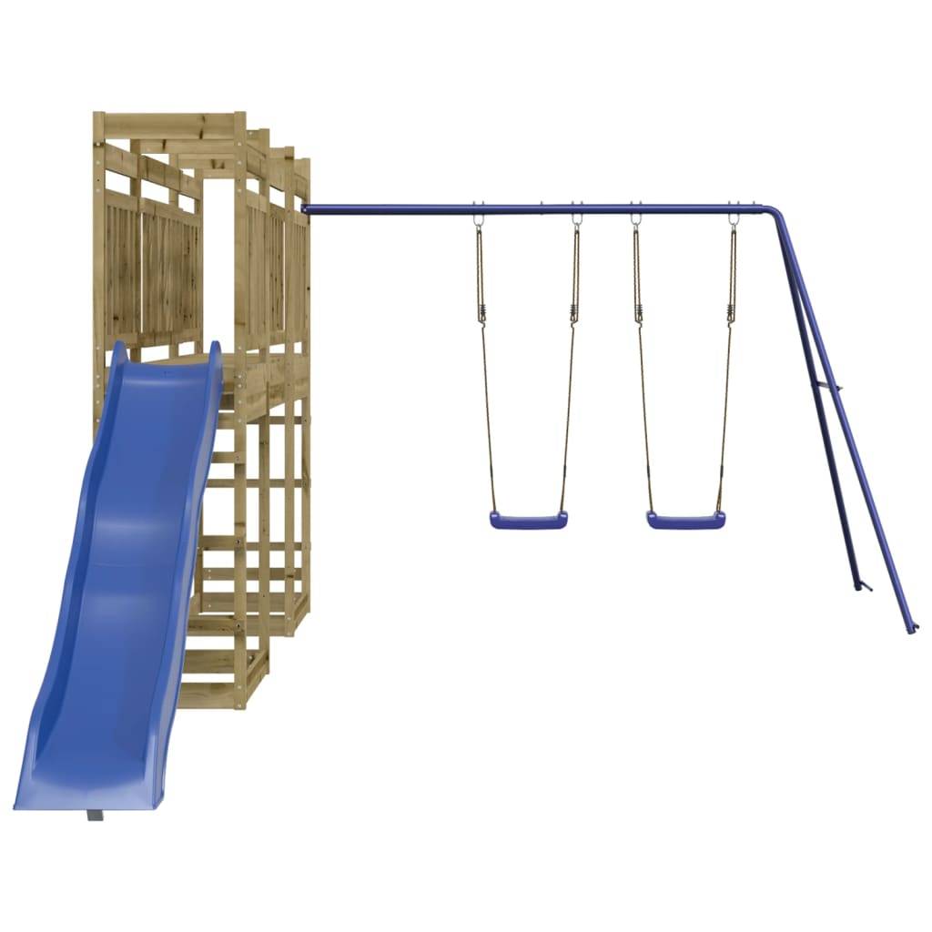 Helloshop26 - Aire de jeux d'extérieur balançoires toboggan portiques robuste jeux jardin 314 x 535 x 207 cm bois de pin imprégné - Image 2