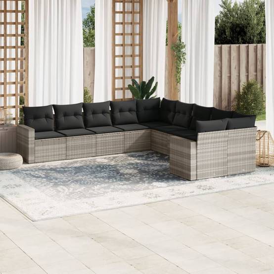 ComfortXL - Salon de Jardin Bas 10 Places Résine Tressée avec Rangement sous Assise pour Jardin Gris Clair – ComfortXL Outdoor Living - Image 1
