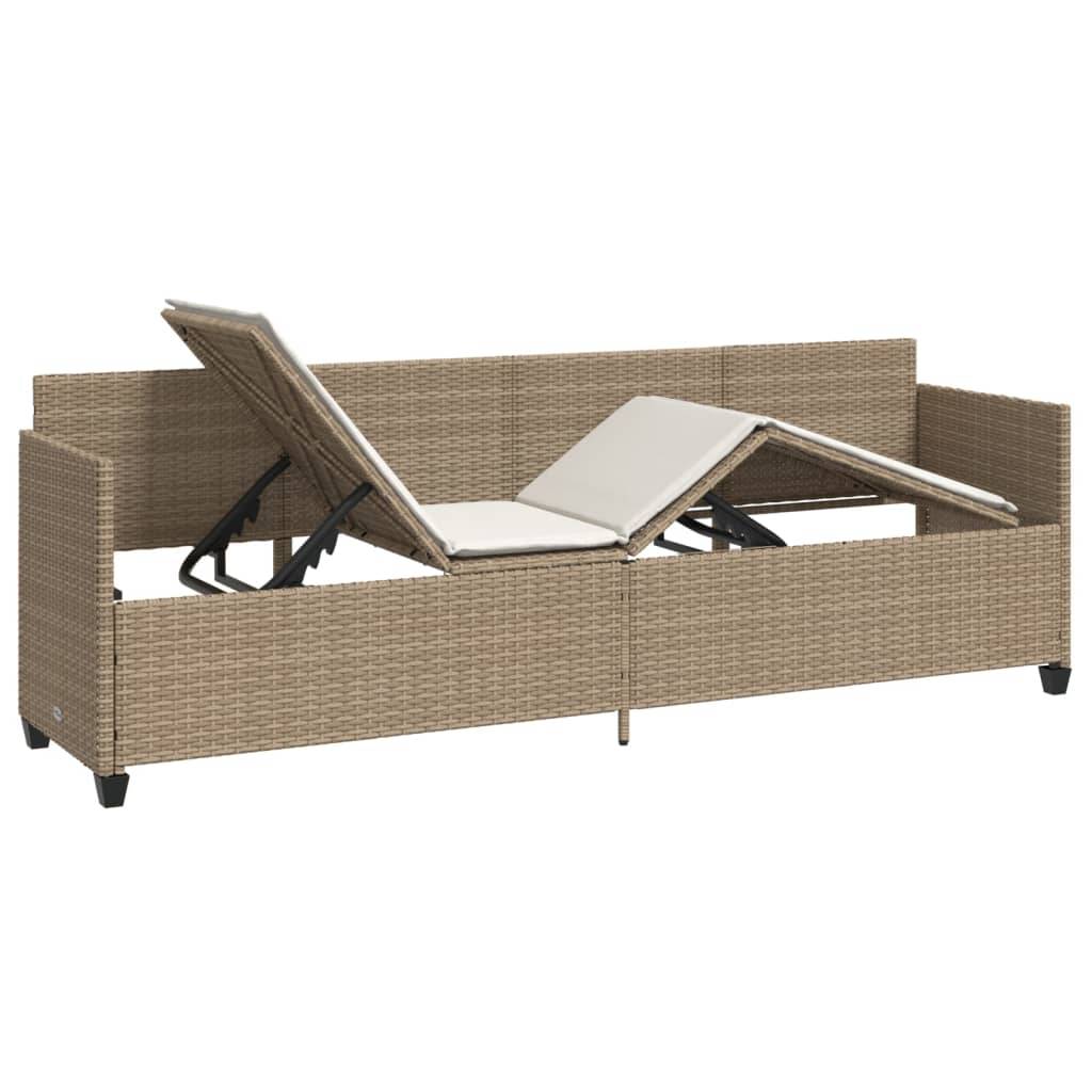 Maison Chic - Bain de soleil - Transat - Chaise longue avec coussins beige résine tressée - MEUBLE PRO-JU6646 - Image 4