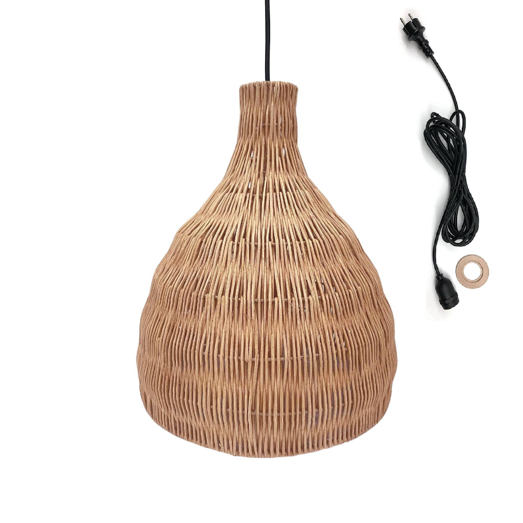 Lumisky - Suspension Extérieure Rotin Beige H38cm Câble 5m - Image 1