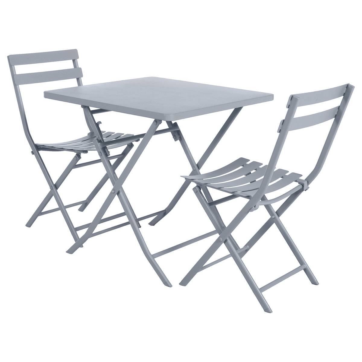 Hesperide - Table de jardin pliante carrée "Greensboro" gris quartz 2 places en acier traité époxy Hespéride - Image 2