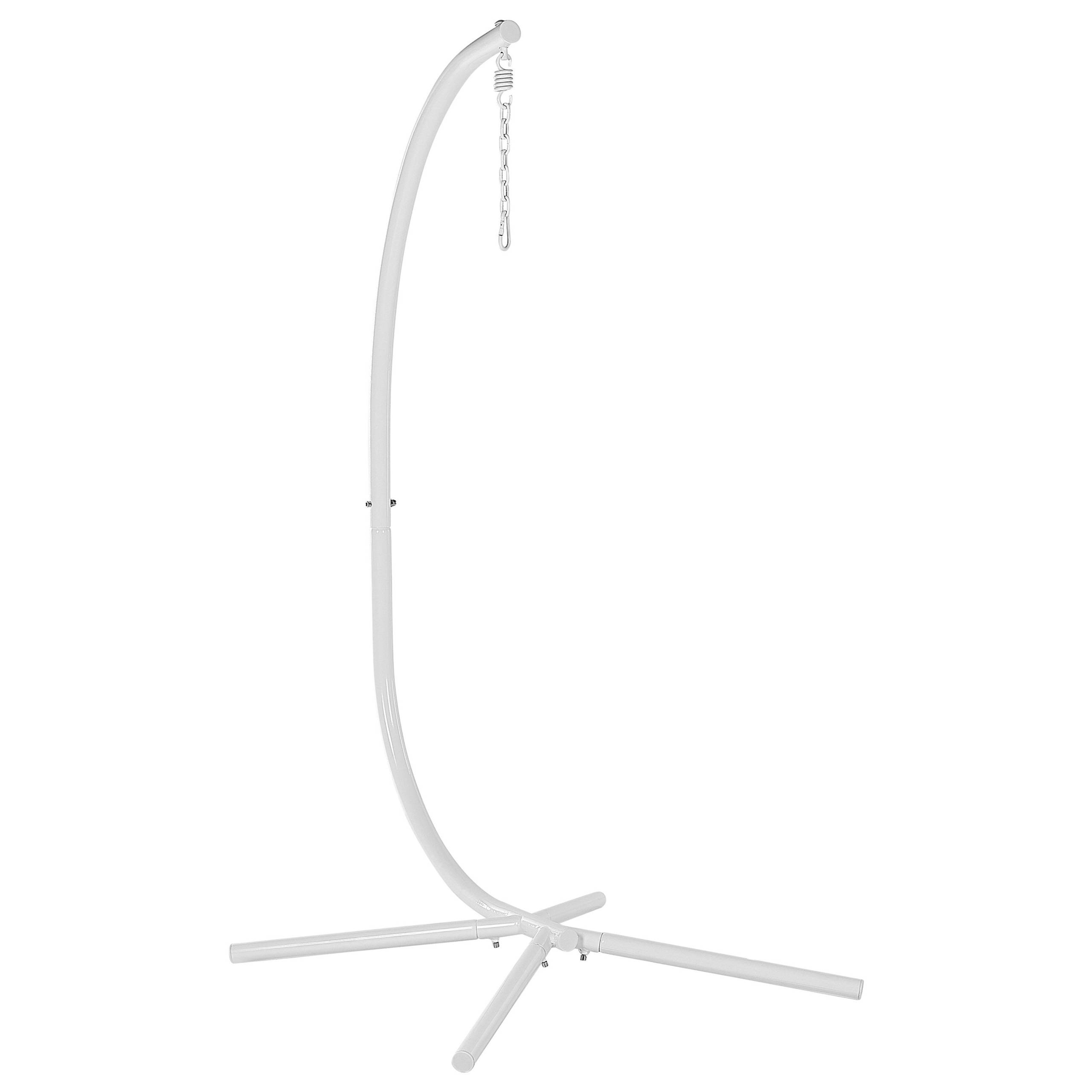 Beliani - Fauteuil Suspendu Blanc en Polyrotin et Métal Support Debout pour Intérieur et Extérieur Tressé en Forme d'Œuf Style Boho - Image 7