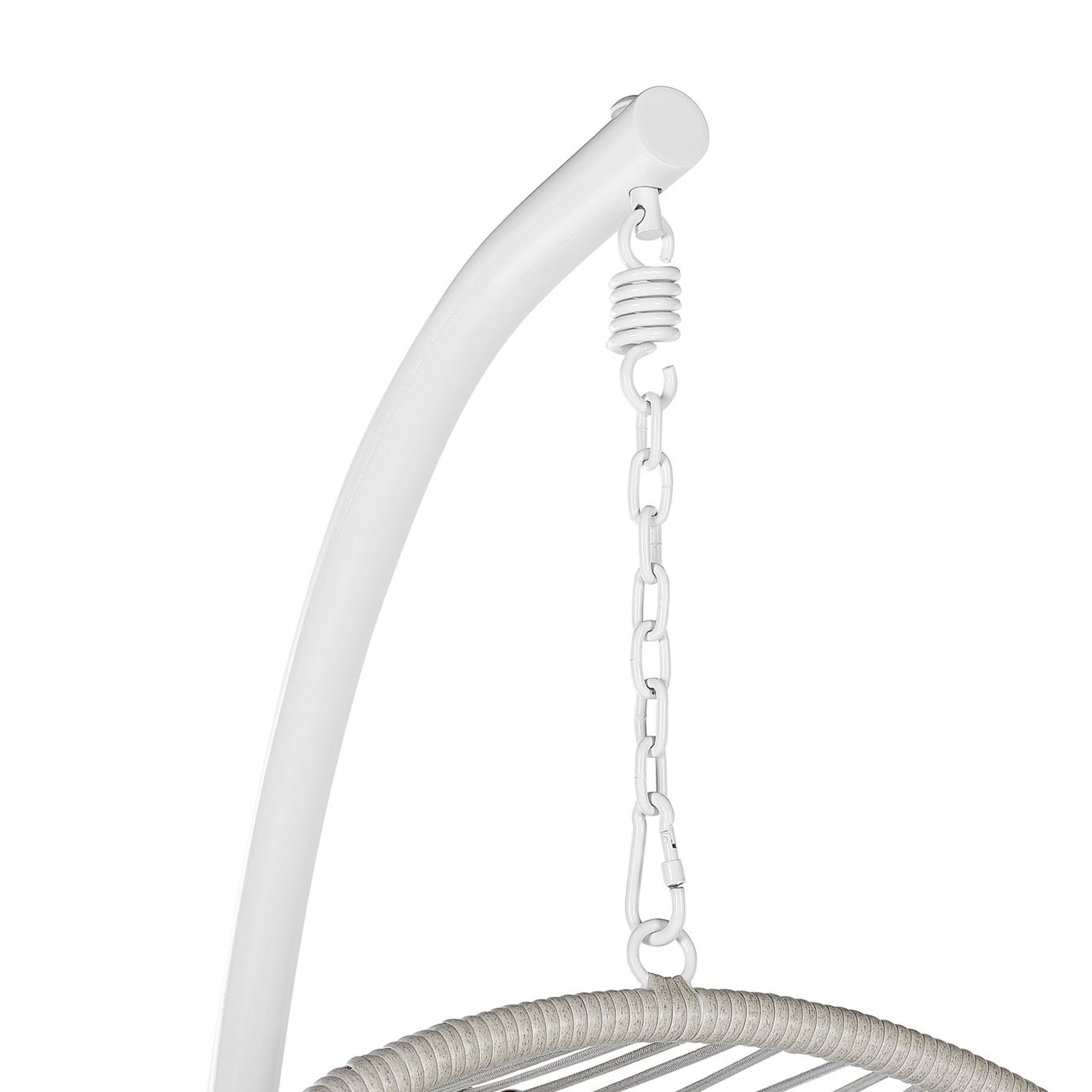 Beliani - Fauteuil Suspendu Blanc en Polyrotin et Métal Support Debout pour Intérieur et Extérieur Tressé en Forme d'Œuf Style Boho - Image 8