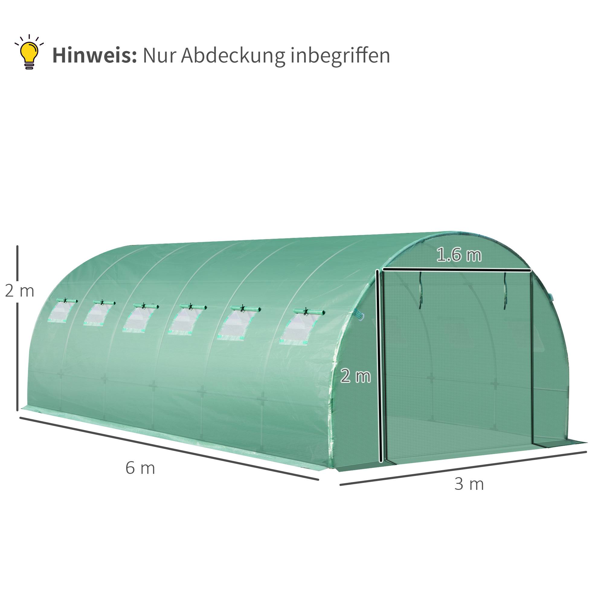 Sans Marque - Film protection serre 3x6m polyéthylène imperméable porte enroulable 12 fenêtres UV vert - Image 5