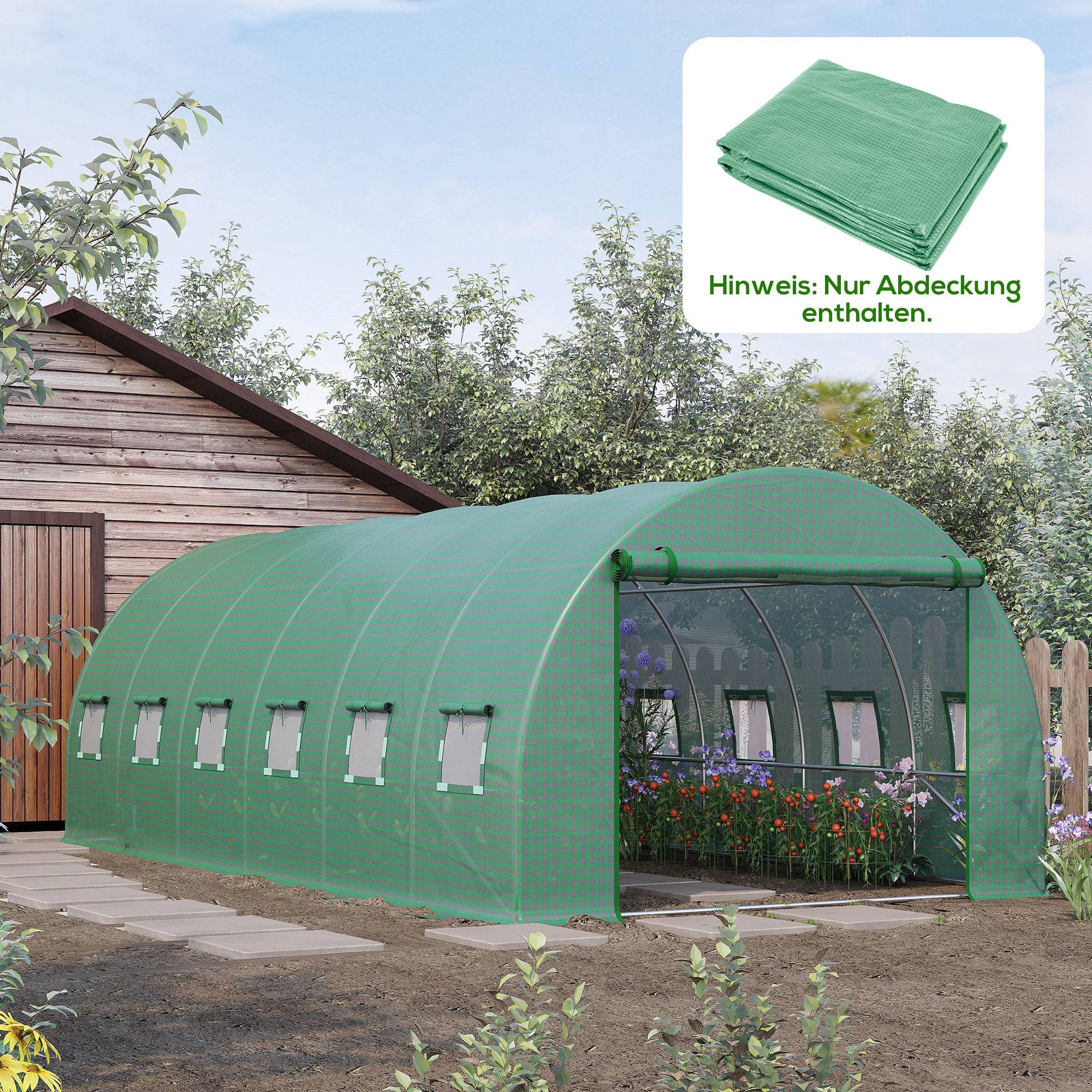 Sans Marque - Film protection serre 3x6m polyéthylène imperméable porte enroulable 12 fenêtres UV vert - Image 3