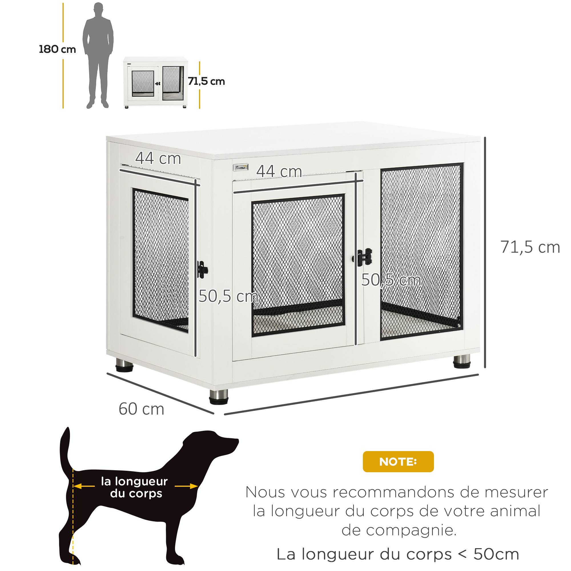 Sans Marque - Cage pour chien cage de chien sur pied avec coussin amovible acier noir et blanc - 94 x 60 x 71,5 cm - Image 5