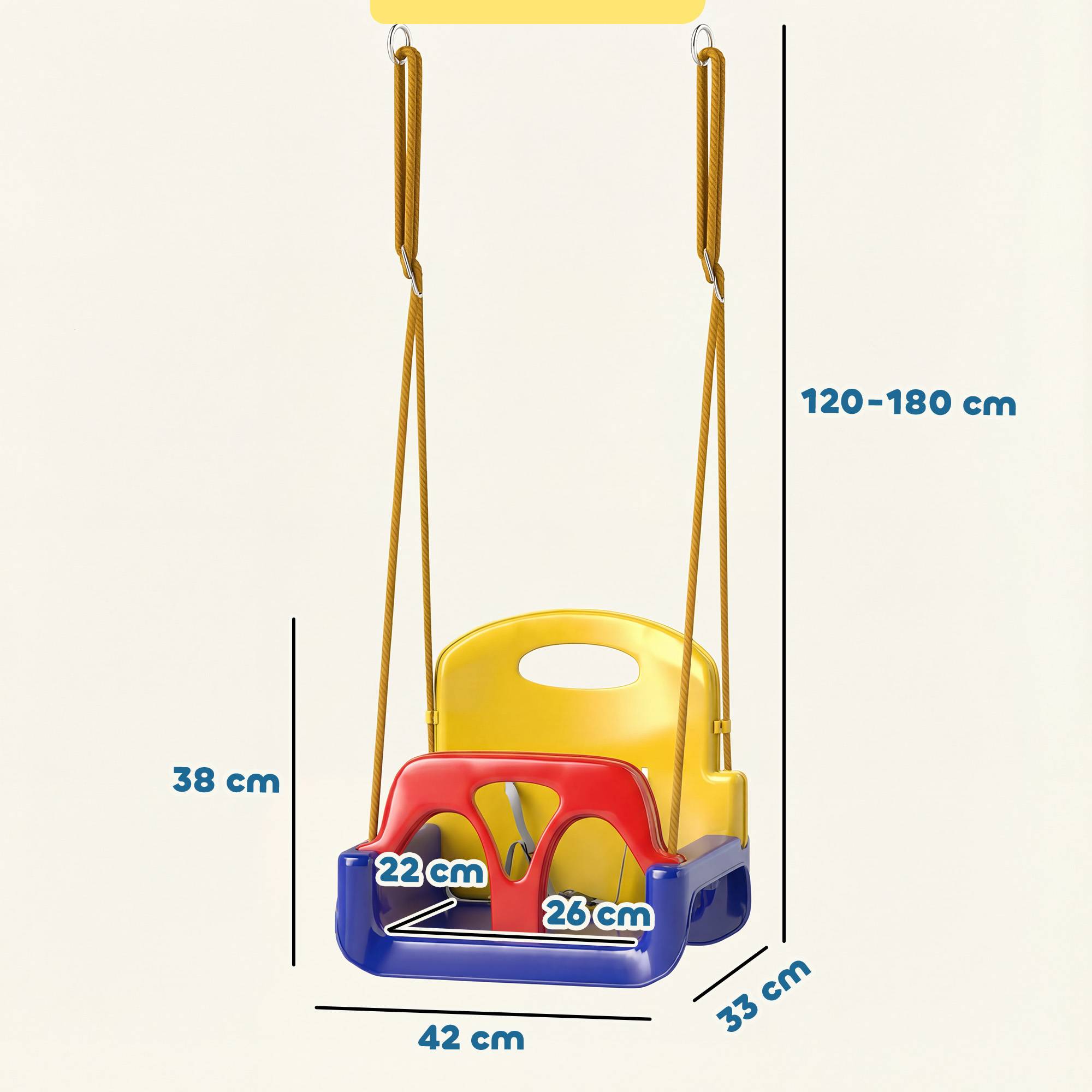 Balançoire enfant 3 en 1 pour jardin, 42 x 33 x 120-180 cm, bleue - Image 5
