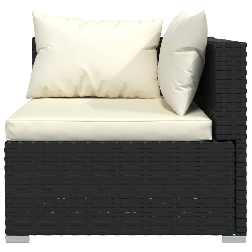 Helloshop26 - Salon de jardin meuble d'extérieur ensemble de mobilier 5 pièces avec coussins résine tressée noir - Image 3