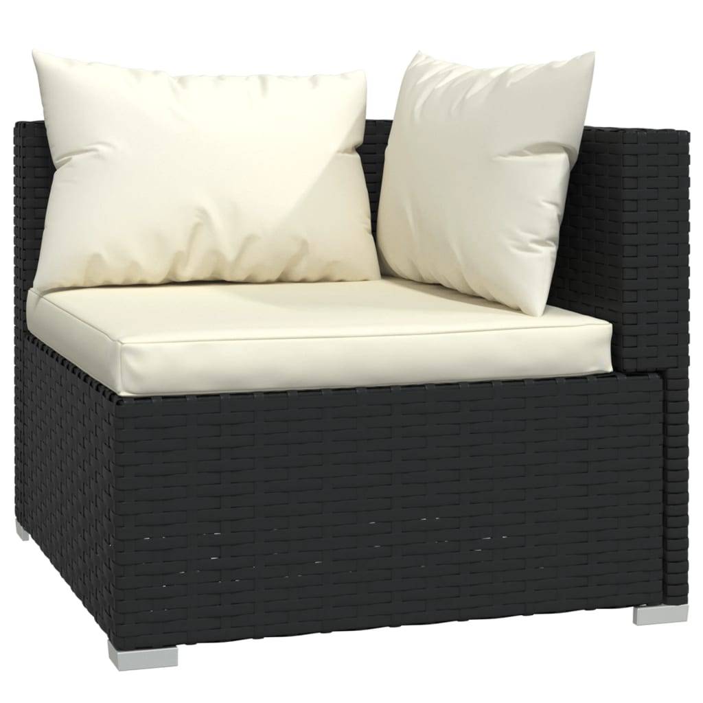 Helloshop26 - Salon de jardin meuble d'extérieur ensemble de mobilier 5 pièces avec coussins résine tressée noir - Image 2