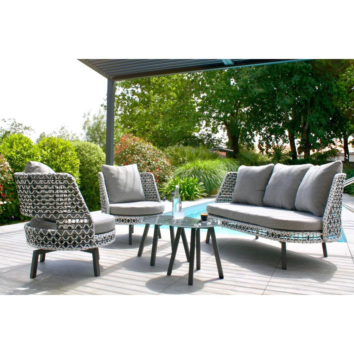 Dcb Garden - Salon de Jardin 4 Places en Résine "Agadir" 156cm Gris - Image 7