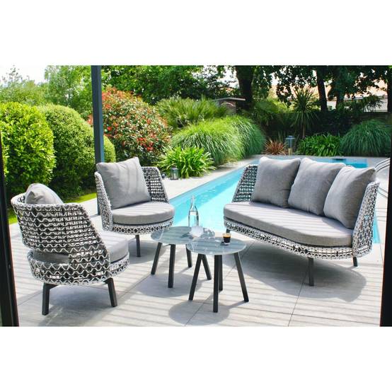 Dcb Garden - Salon de Jardin 4 Places en Résine "Agadir" 156cm Gris - Image 6