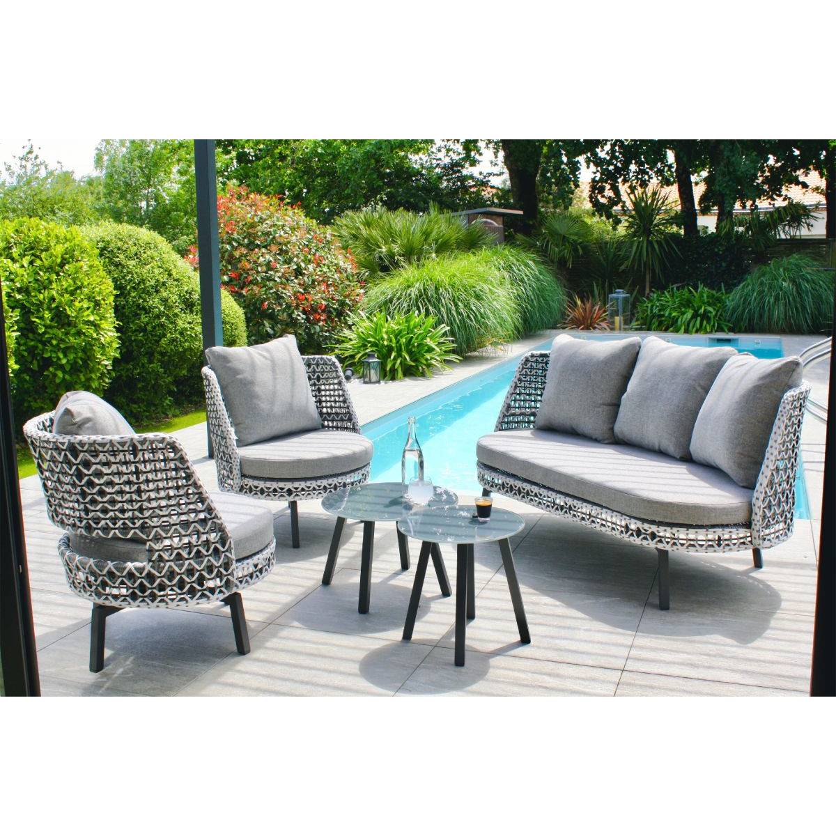 Dcb Garden - Salon de Jardin 4 Places en Résine "Agadir" 156cm Gris - Image 6