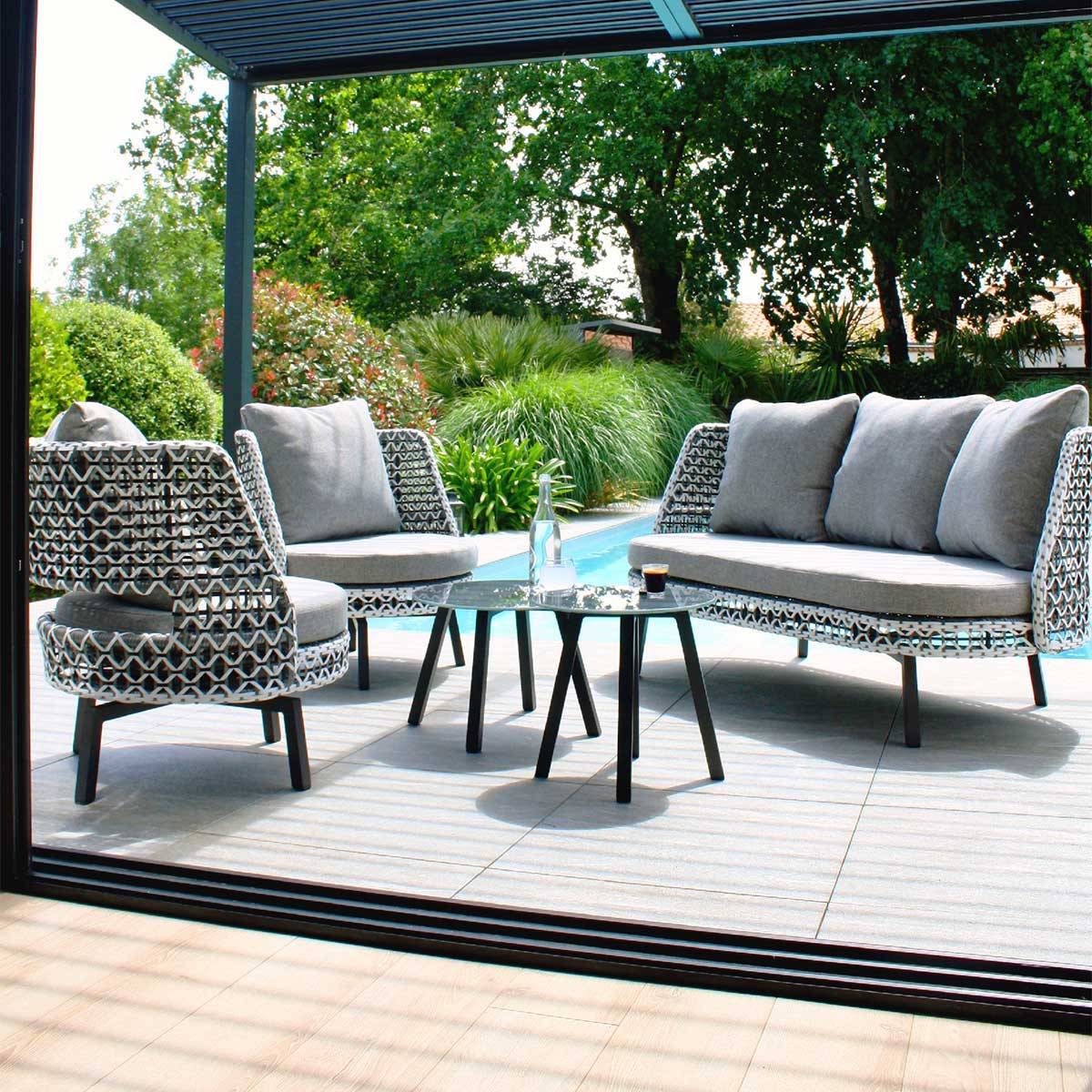 Dcb Garden - Salon de Jardin 4 Places en Résine "Agadir" 156cm Gris - Image 5