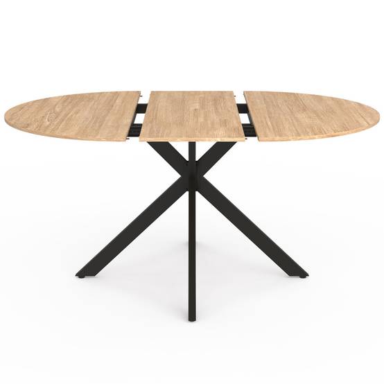 Table à manger extensible ronde ALIX 4-8 personnes pied araignée bois et noir 110-150 cm - Image 3