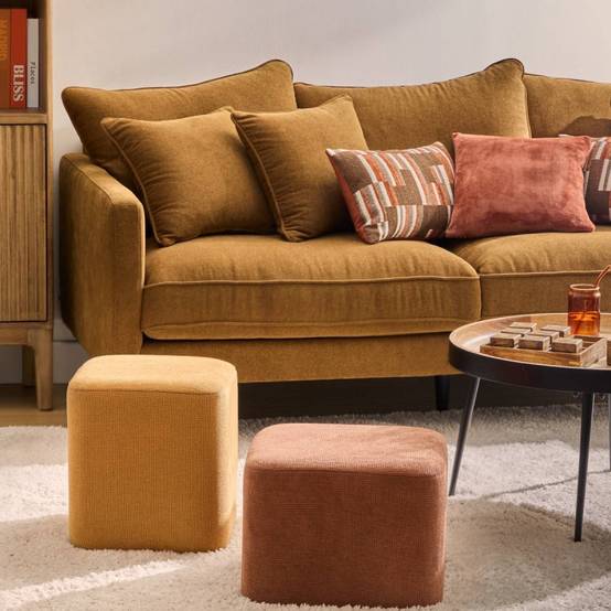 Pouf 2 en 1 Doki ambre et ocre Atmosphera - Image 3