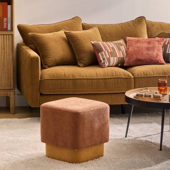 Pouf 2 en 1 Doki ambre et ocre Atmosphera - Image 2