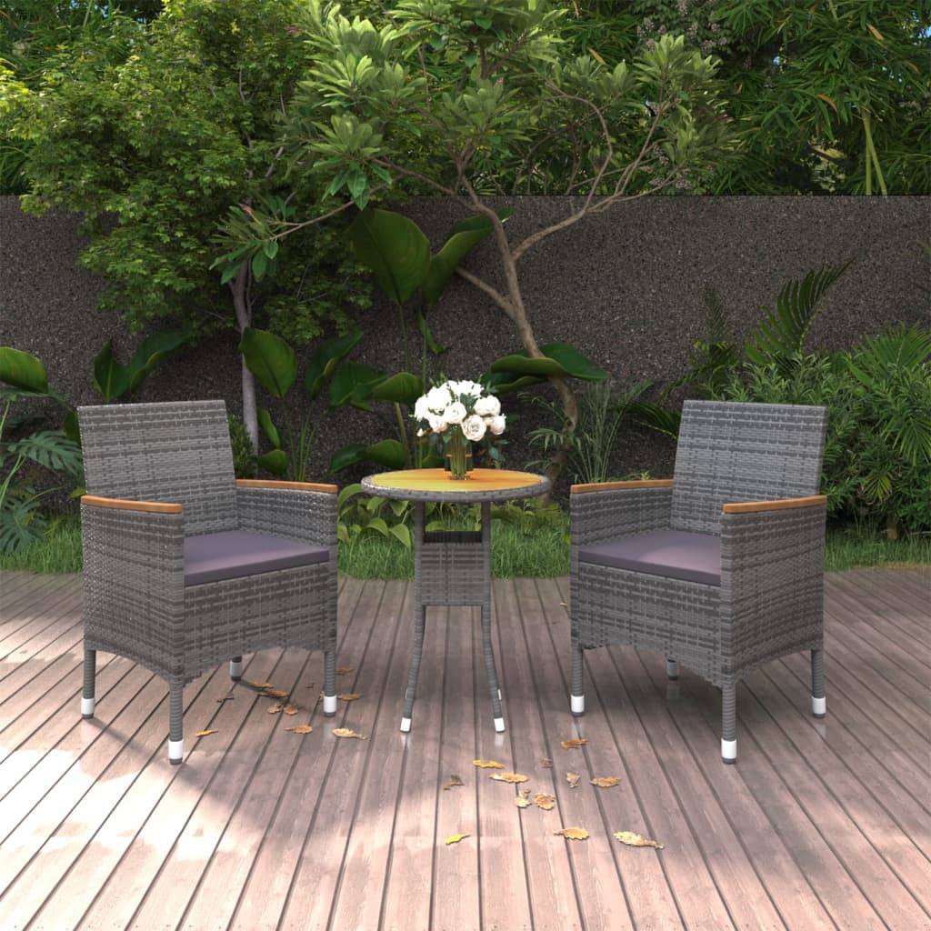 Vidaxl - Ensemble à manger de jardin 3 pcs Résine tressée Gris vidaXL 3058467 - Image 1