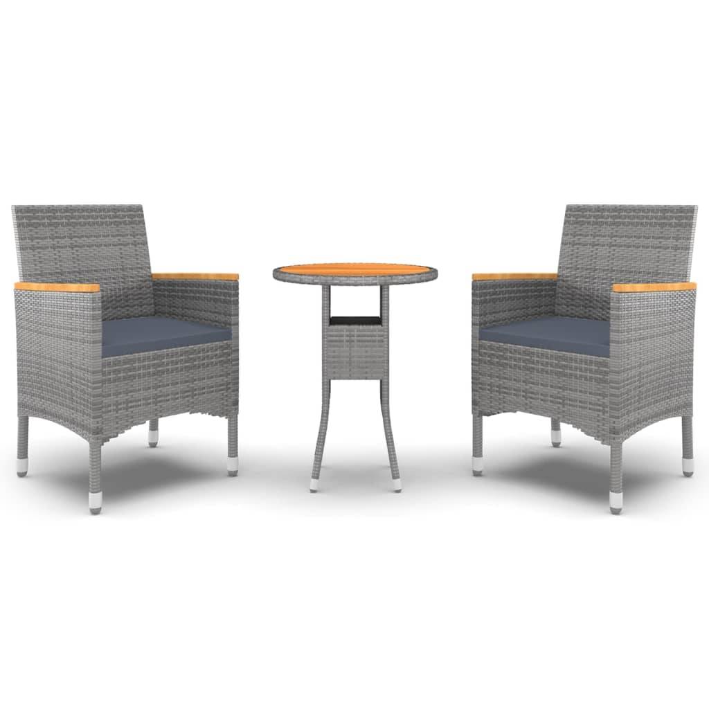 Vidaxl - Ensemble à manger de jardin 3 pcs Résine tressée Gris vidaXL 3058467 - Image 2