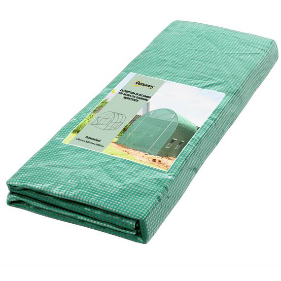 Sans Marque - Bâche de serre en polyéthylène avec 6 fenêtres, porte enroulable et bords enterrés, 3 x 2 x 2 m, verte - Image 1