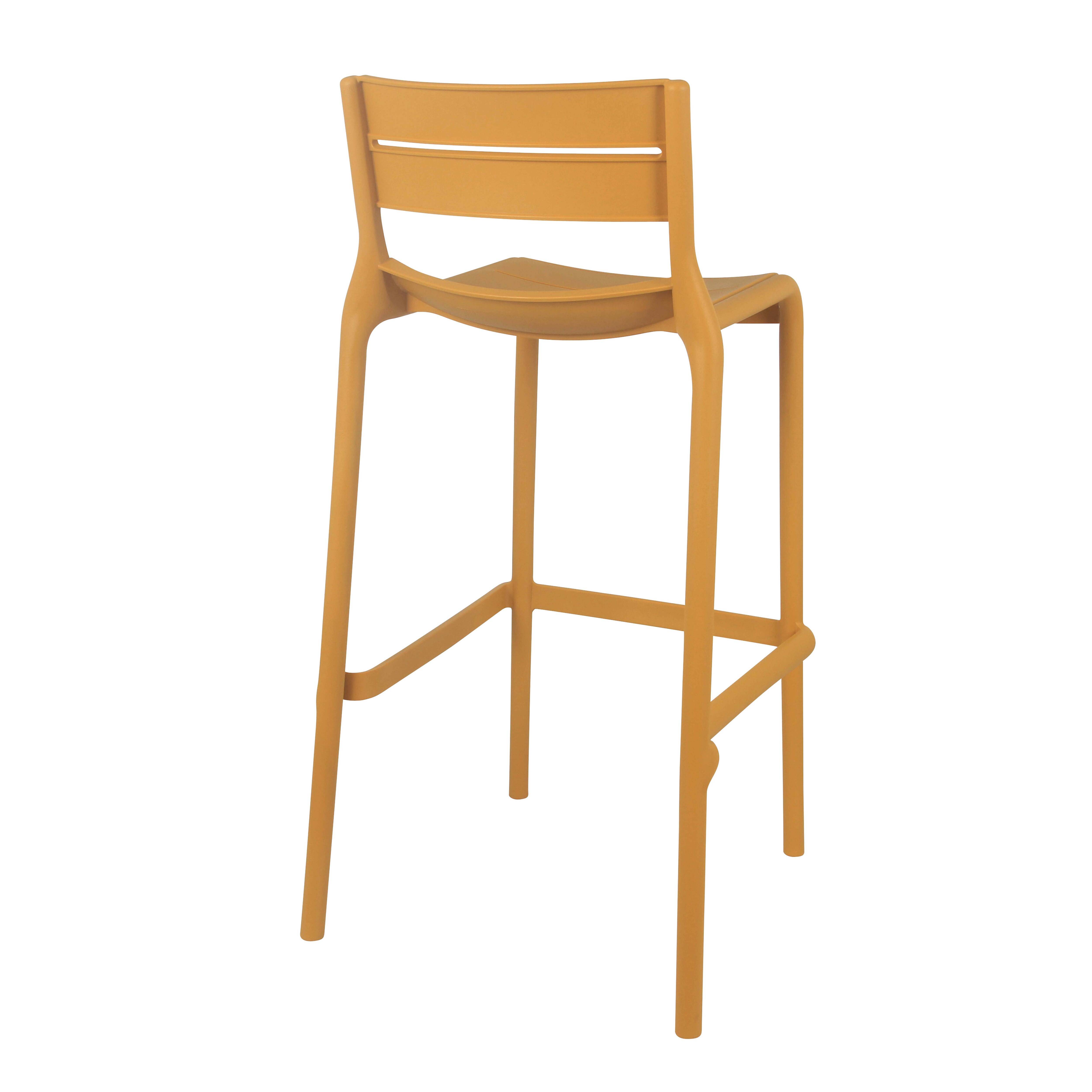 Oviala - Lot de 4 chaises hautes de terrasse en plastique jaune moutarde - Oviala - Image 4