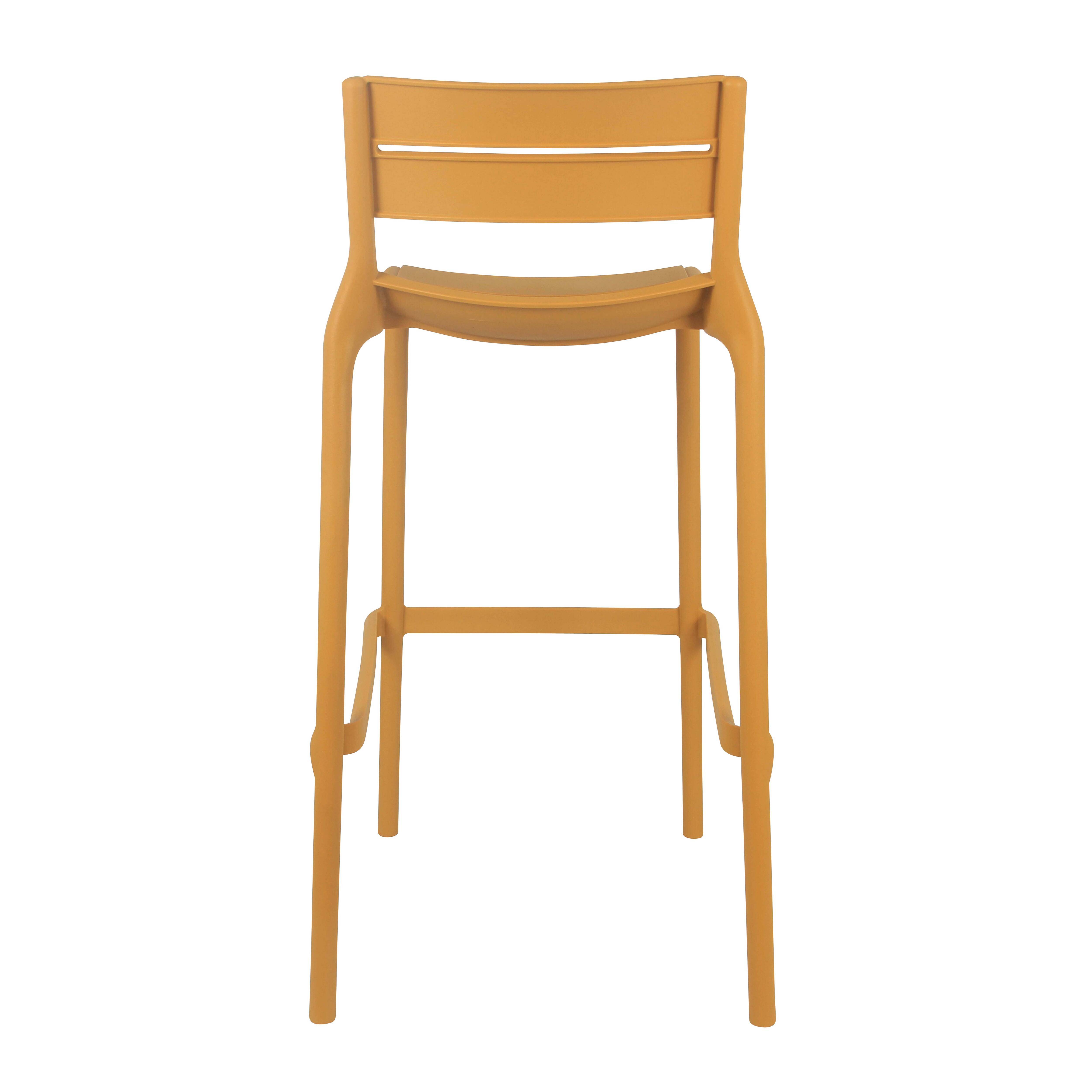 Oviala - Lot de 4 chaises hautes de terrasse en plastique jaune moutarde - Oviala - Image 6