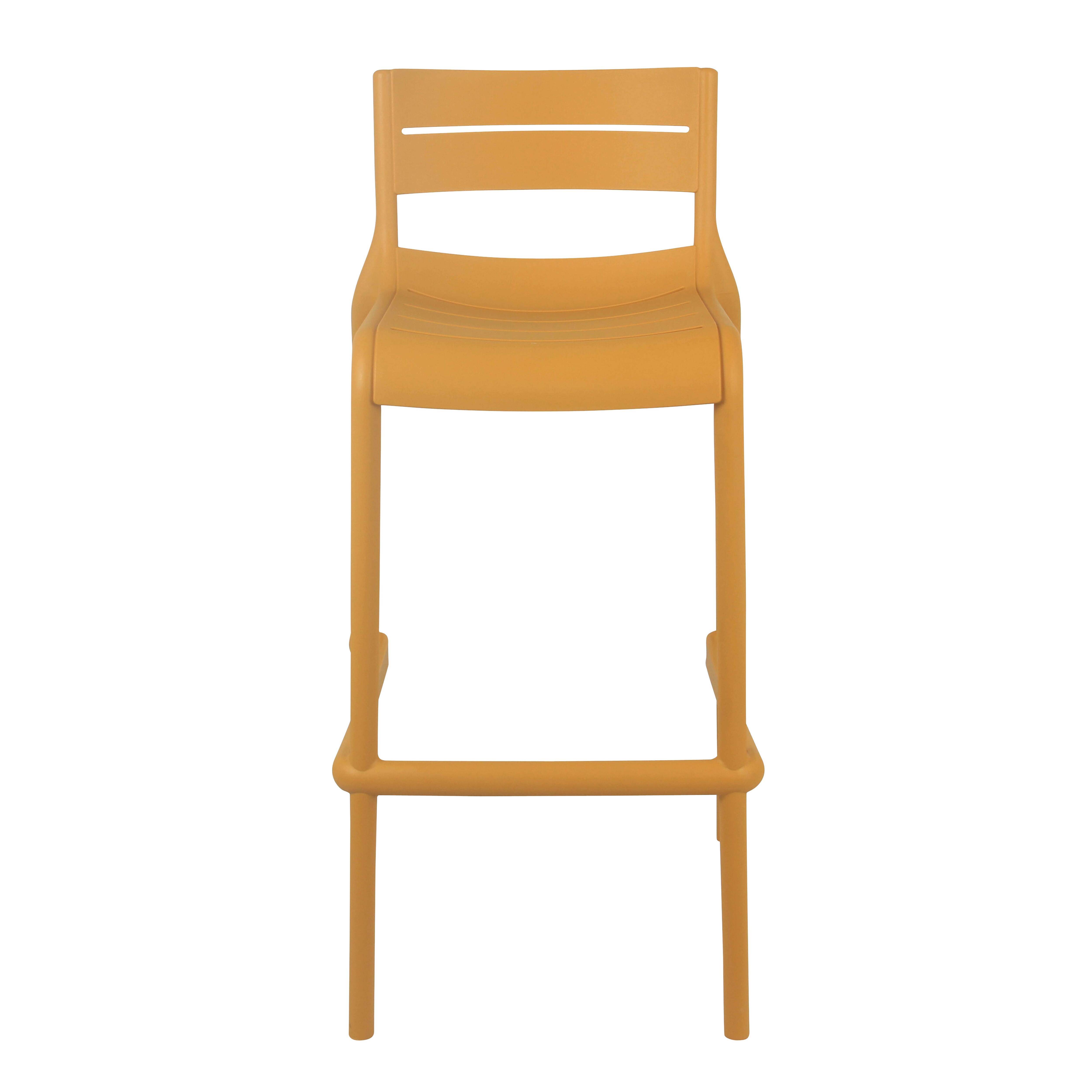 Oviala - Lot de 4 chaises hautes de terrasse en plastique jaune moutarde - Oviala - Image 3