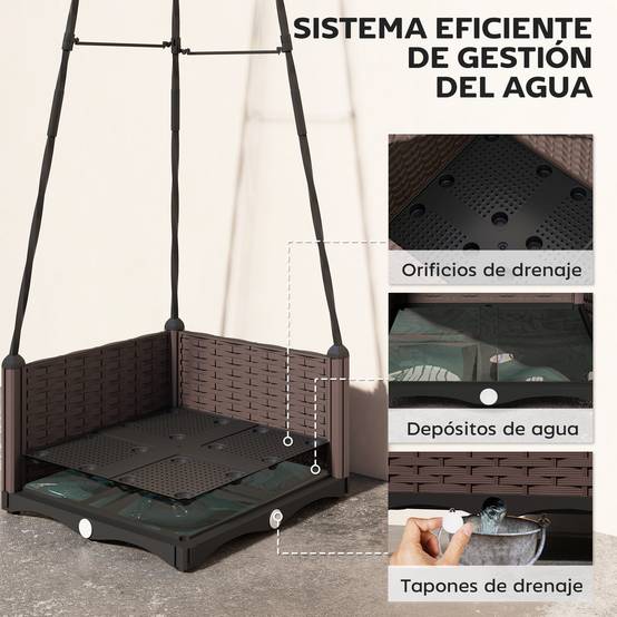 Jardinière avec treillis métallique pour plantes grimpantes, pot en PP avec trous de drainage et bouchons, 40 x 40 x 175 cm - Image 7