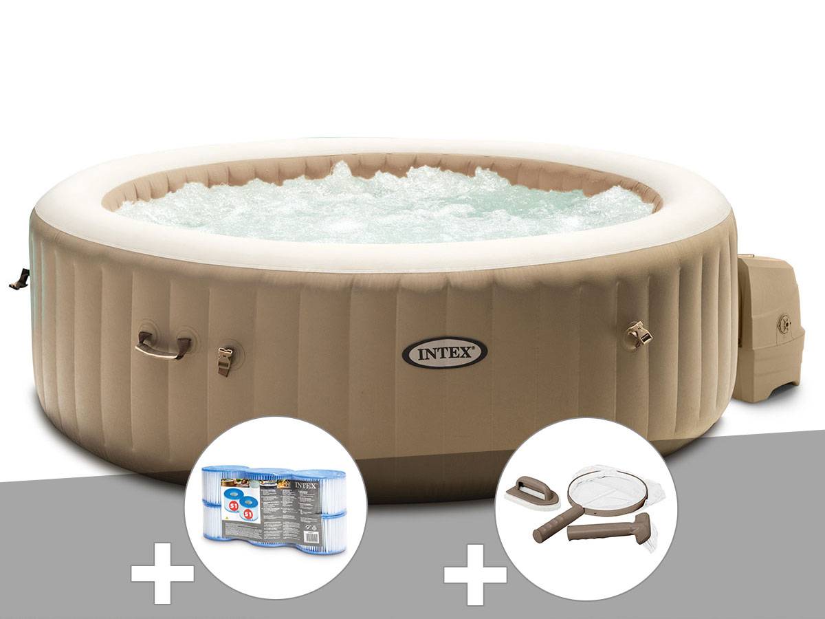 Kit spa gonflable Intex PureSpa Sahara rond Bulles 6 places + 6 filtres + Kit d'entretien - Image 1