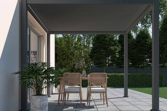 Ombrea - Pergola bioclimatique autoportante anthracite - 300 x 300 x H. 258 cm Ombréa - Image 3