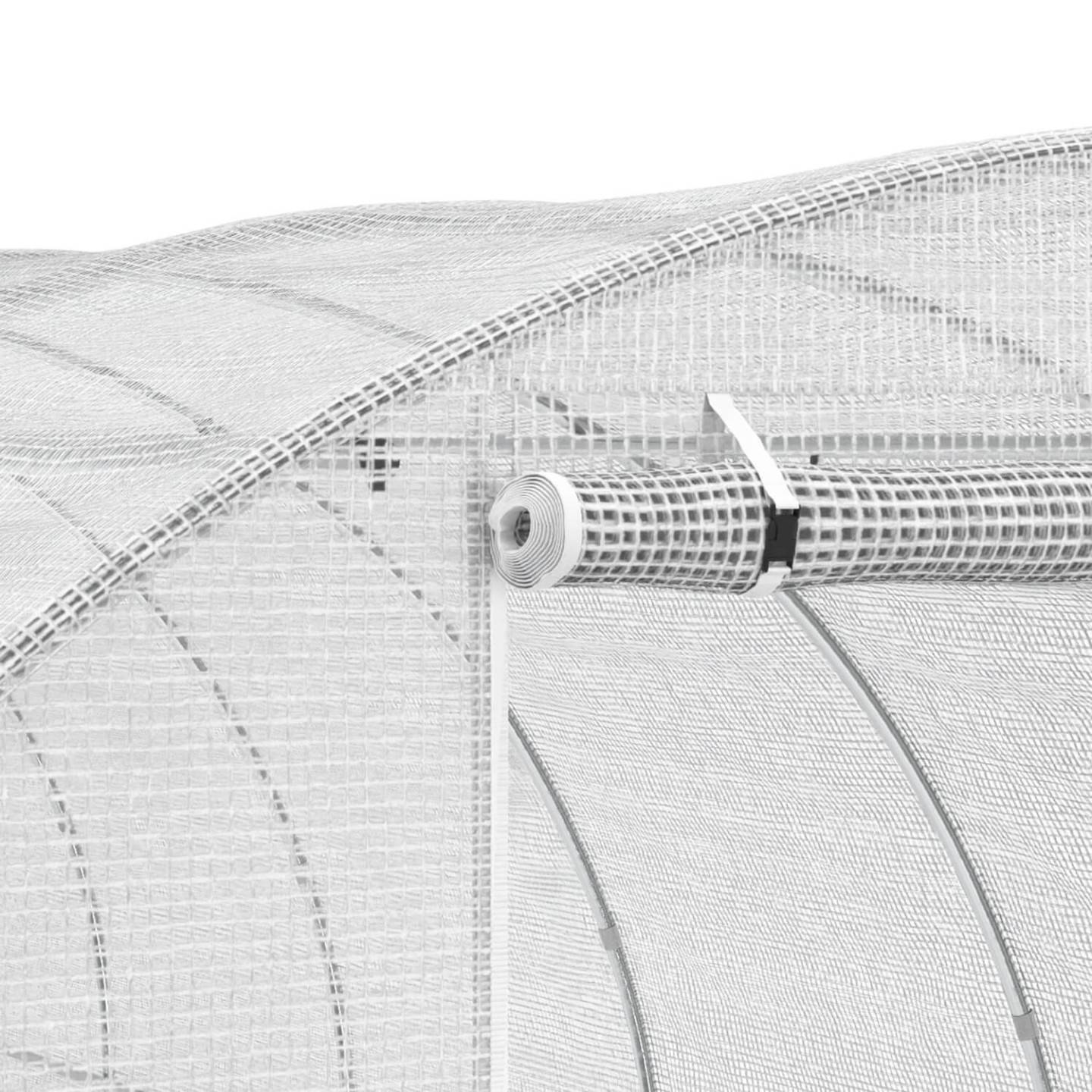 Bâche de rechange pour serre de jardin tunnel 18m² 6 x 3 x 2 m anti-UV avec porte et fenêtres CRIMÉE blanche - Image 5