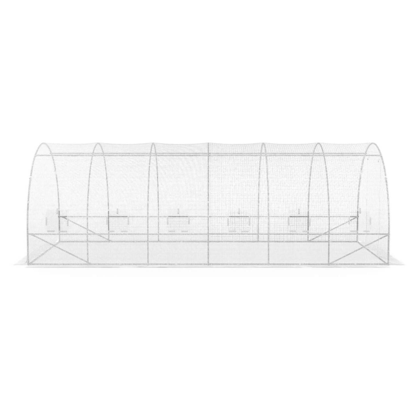 Bâche de rechange pour serre de jardin tunnel 18m² 6 x 3 x 2 m anti-UV avec porte et fenêtres CRIMÉE blanche - Image 4
