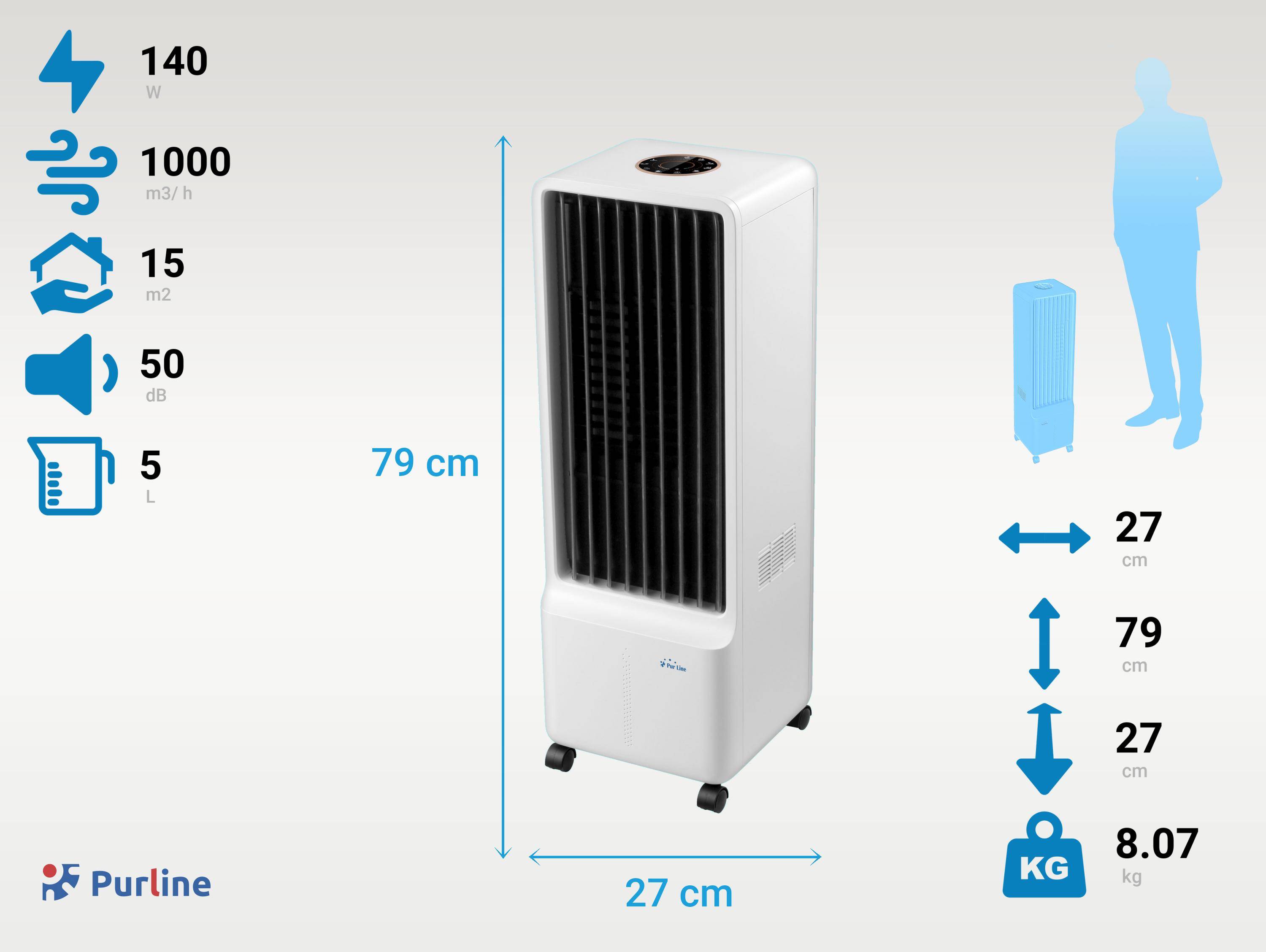 Purline - Rafraichisseur d'air par évaporation à débit élevé avec purificateur - Purline - Image 3