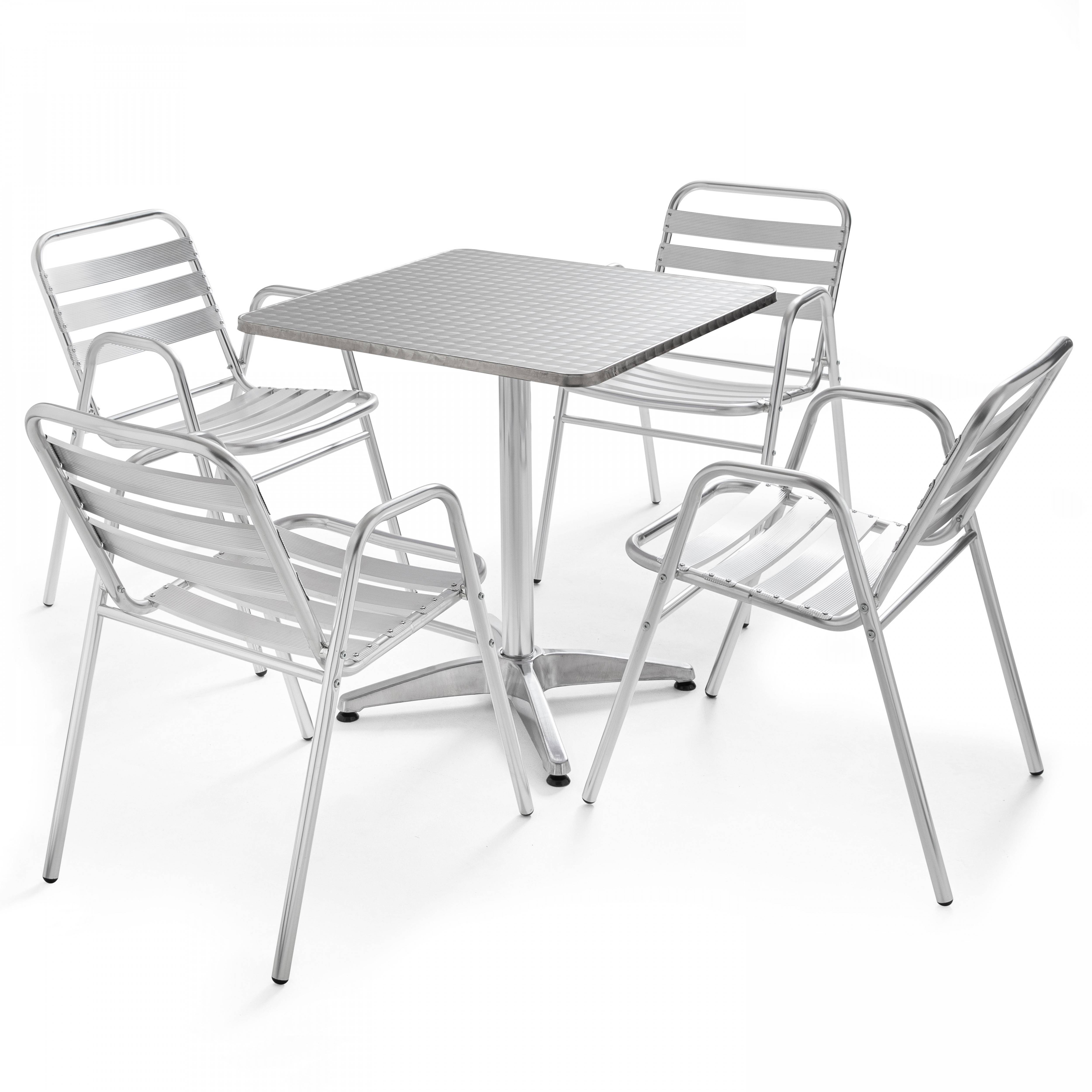 Oviala - Table carrée en aluminium gris Brixton - Oviala - Image 6