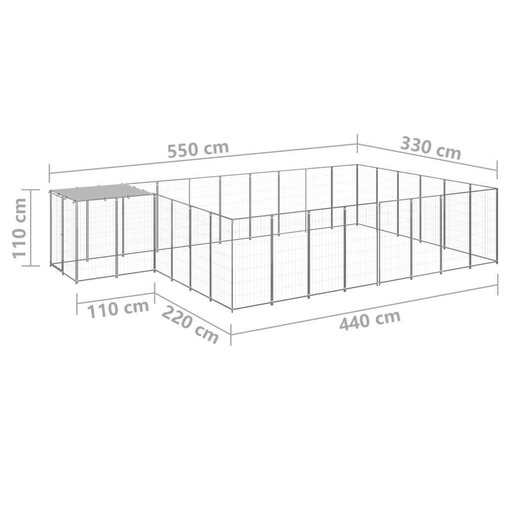 Helloshop26 - Chenil extérieur cage enclos parc animaux chien argenté 15,73 m² acier - Image 2