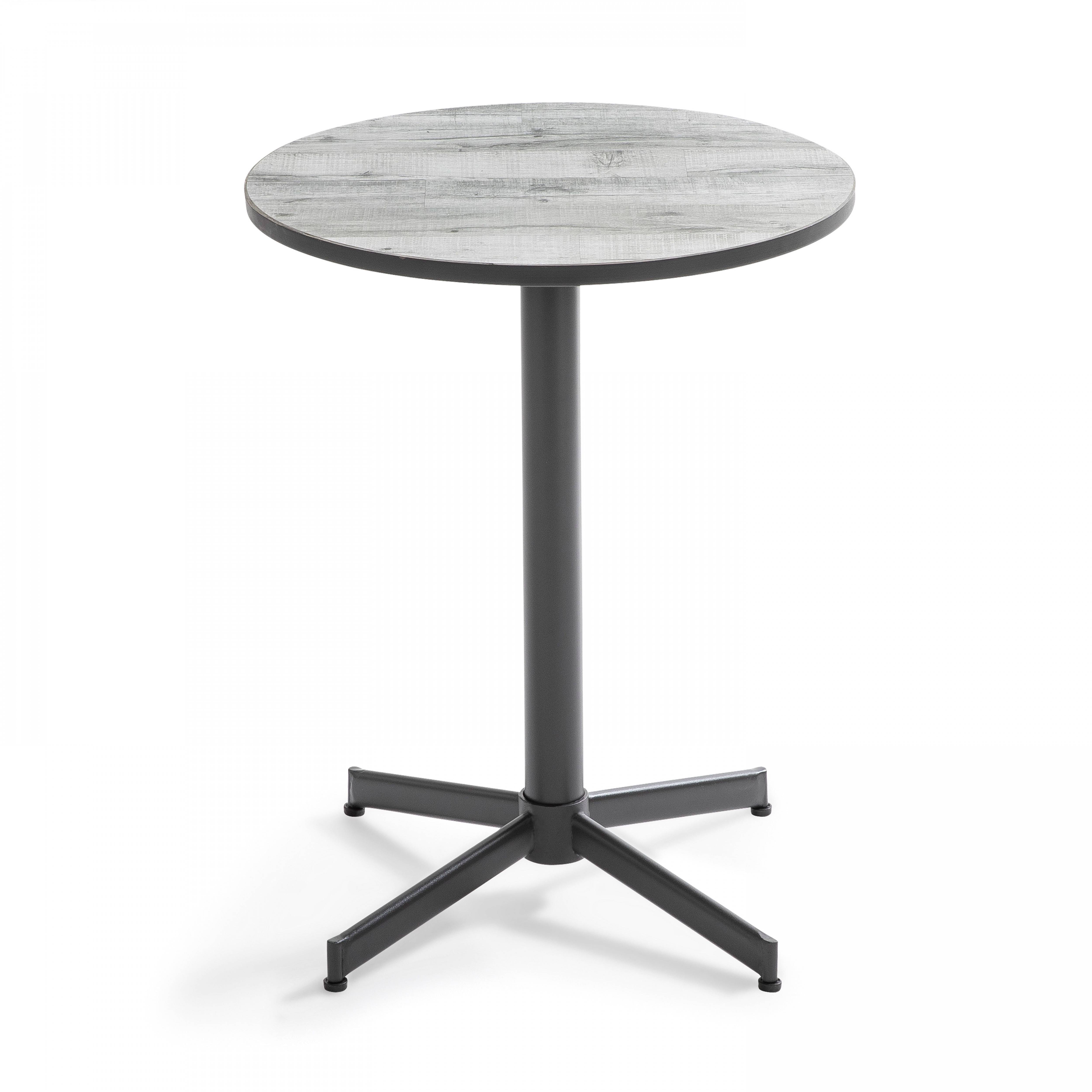 Oviala - Table bistrot ronde en acier et céramique effet bois gris Tivoli - Oviala - Image 1