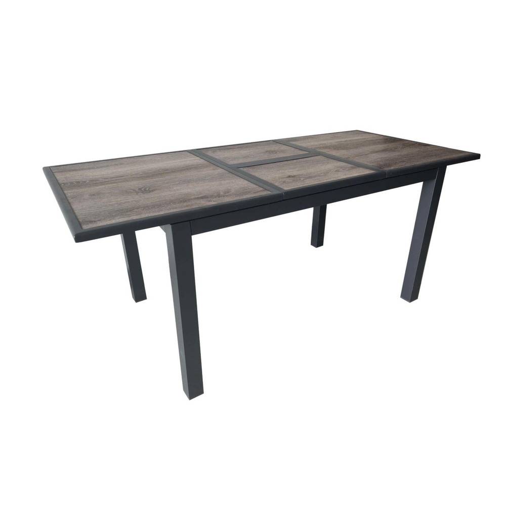 Proloisirs - Table de jardin Genes en Aluminium 60/220 x 74 x 90 cm - plateau SPC - graphite/gris PROLOISIRS