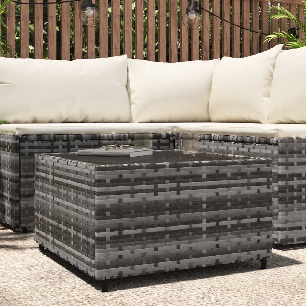 Maison Chic - Table d'extérieur - Table basse de jardin - Table de jardin carré gris 50x50x30 cm résine tressée - Image 2