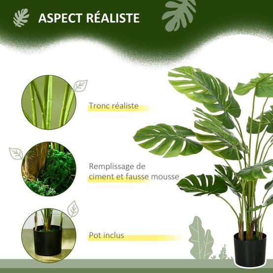 Monstera artificiel plastique intérieur design contemporain 120 cm vert - ComfortXL Outdoor Living - Image 7
