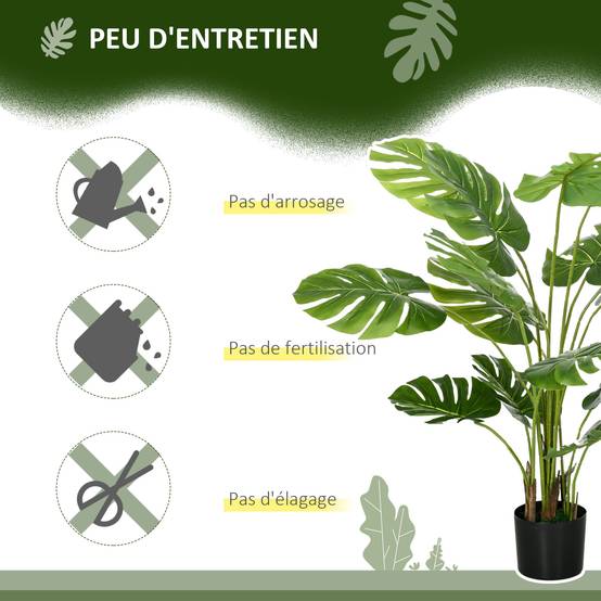 Monstera artificiel plastique intérieur design contemporain 120 cm vert - ComfortXL Outdoor Living - Image 8