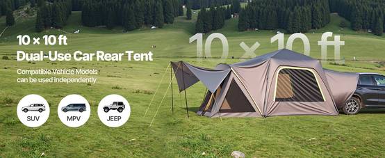 VEVOR Tente hayon SUV 305x310 cm, imperméable, double couche, 5-8 pers. Auvent ombrage. - Image 9