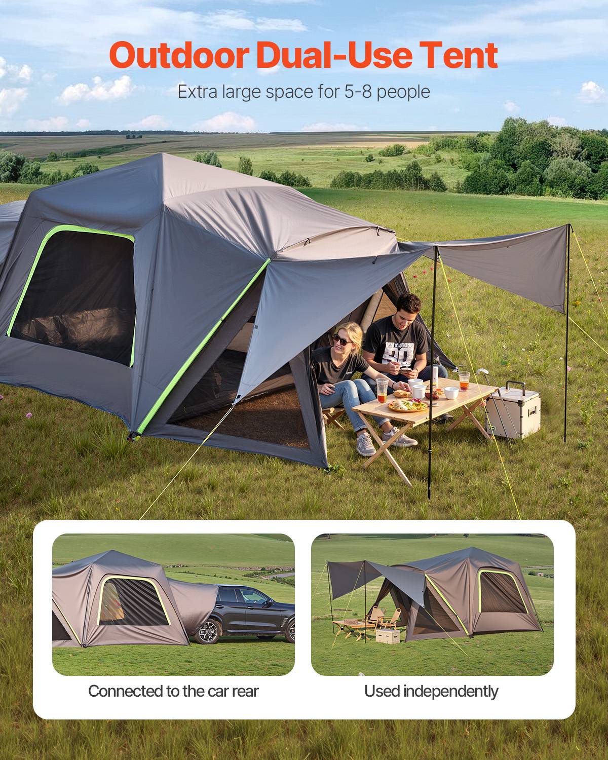 VEVOR Tente hayon SUV 305x310 cm, imperméable, double couche, 5-8 pers. Auvent ombrage. - Image 2