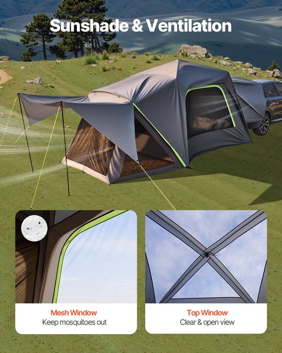 VEVOR Tente hayon SUV 305x310 cm, imperméable, double couche, 5-8 pers. Auvent ombrage. - Image 6